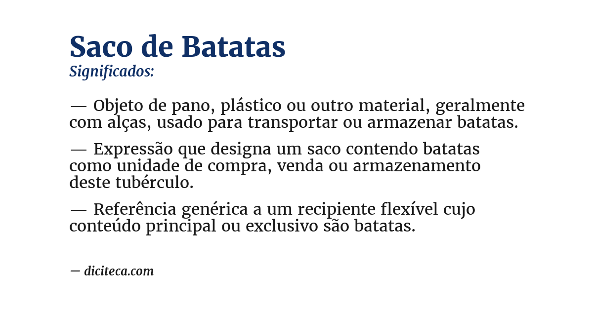 Significado de saco de batatas
