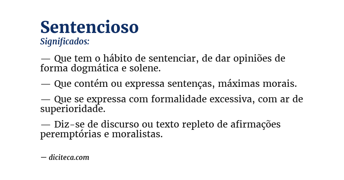 Significado de sentencioso