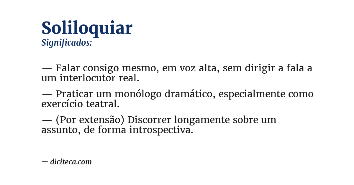 Significado de soliloquiar