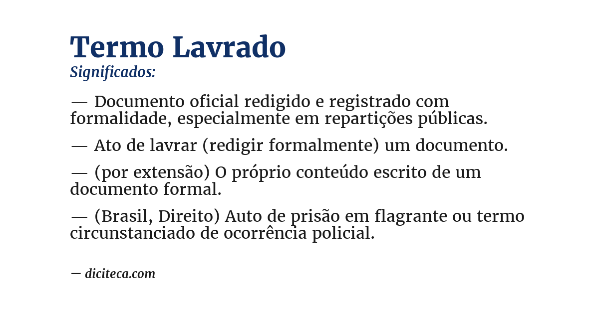 Significado de termo lavrado