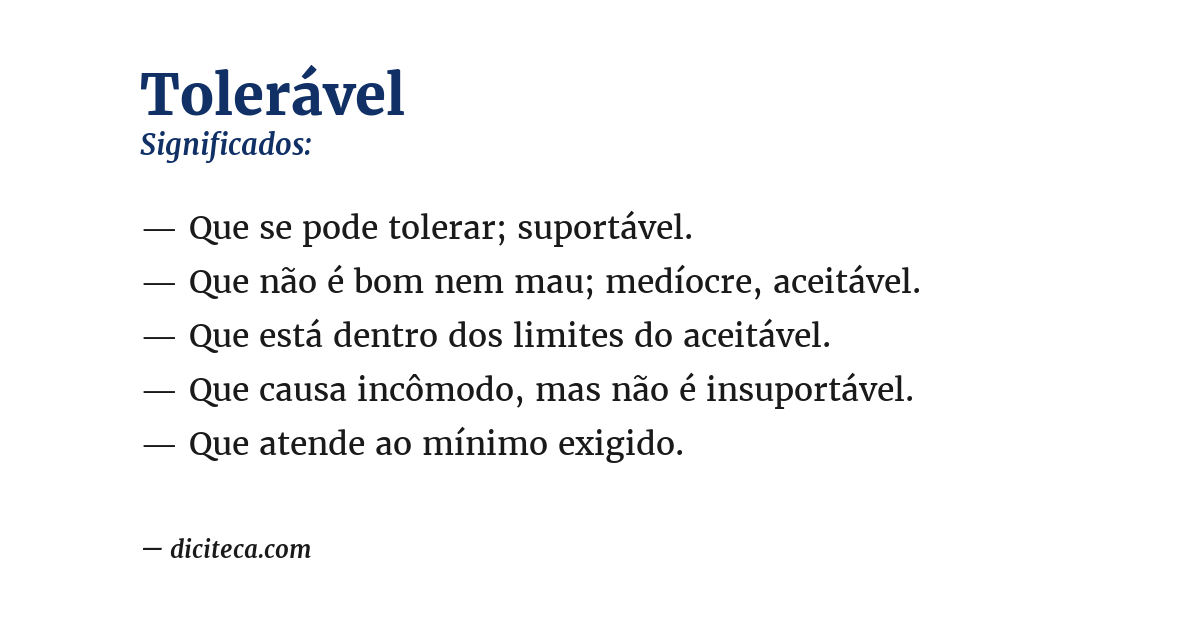 Significado de tolerável