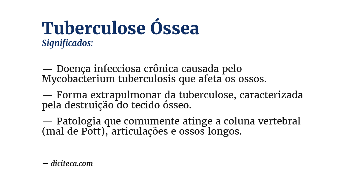 Significado de tuberculose óssea