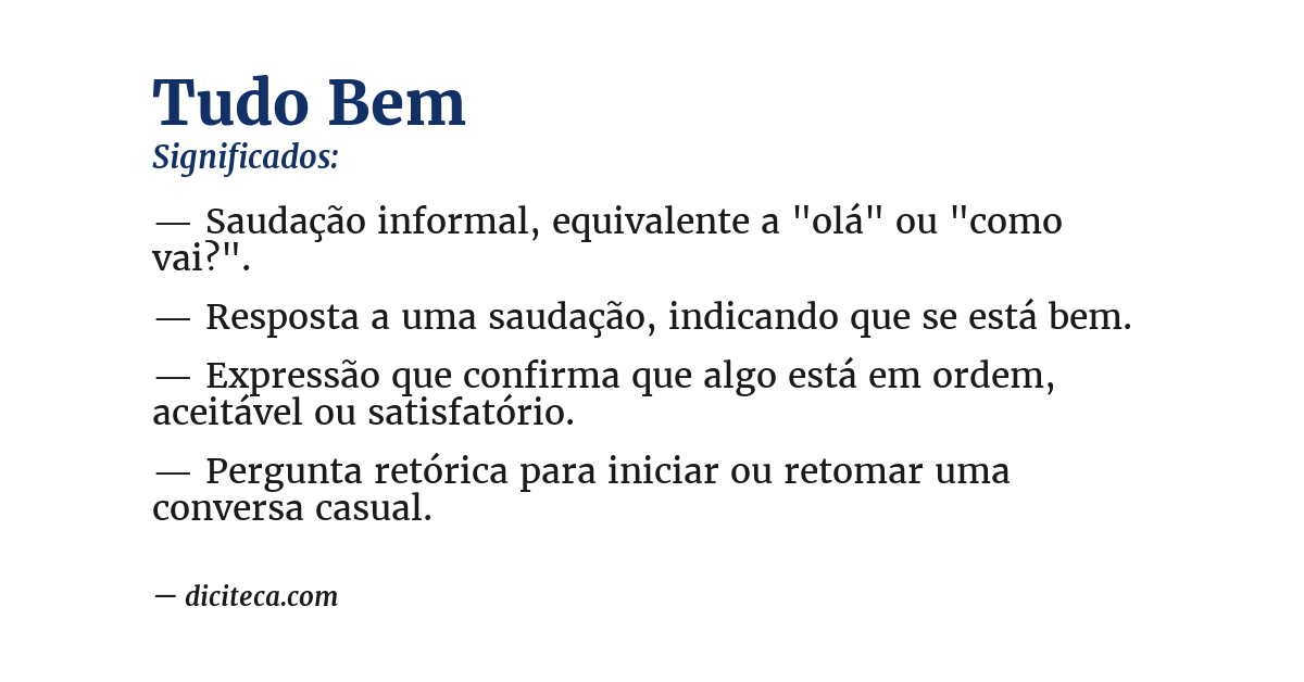 Significado de tudo bem
