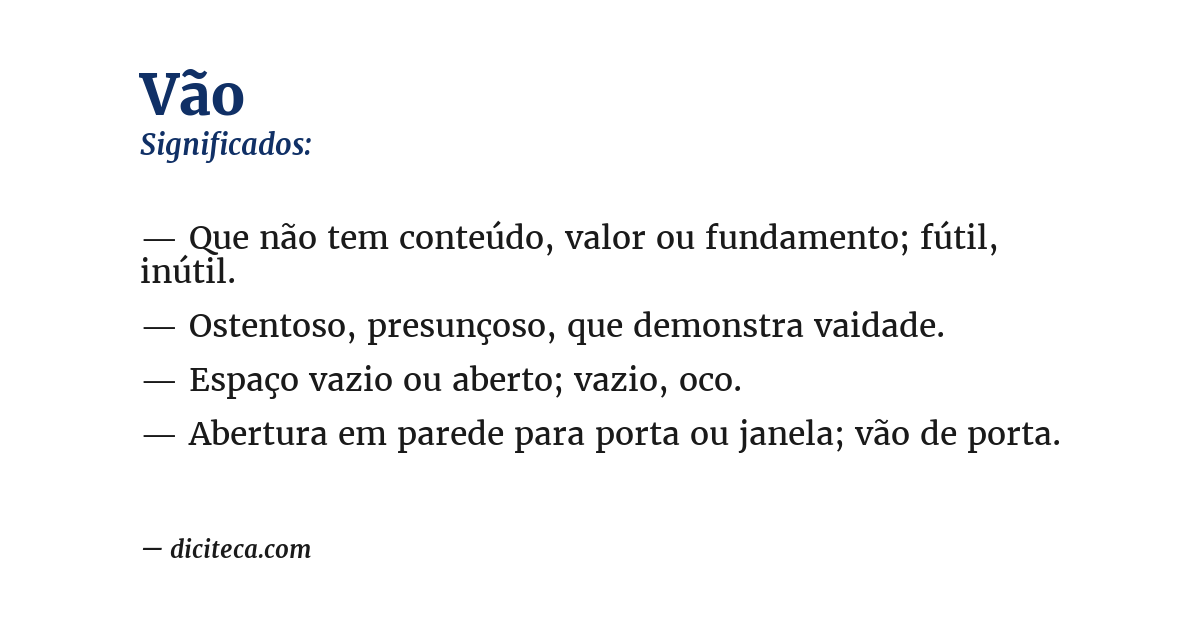 Significado de vão