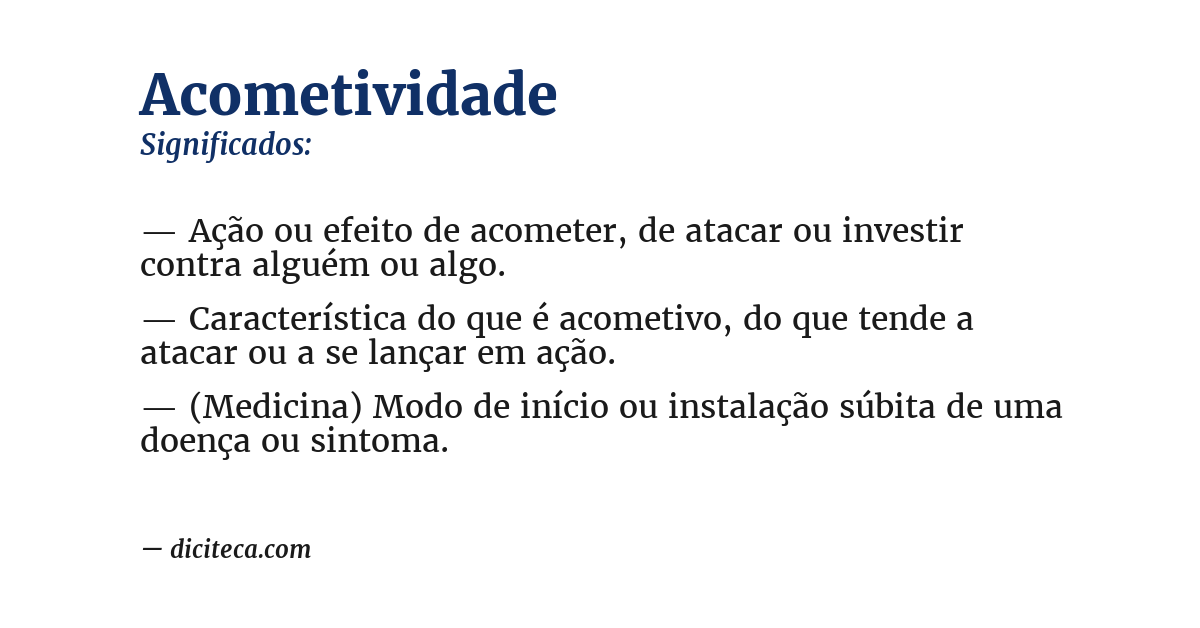 Significado de acometividade