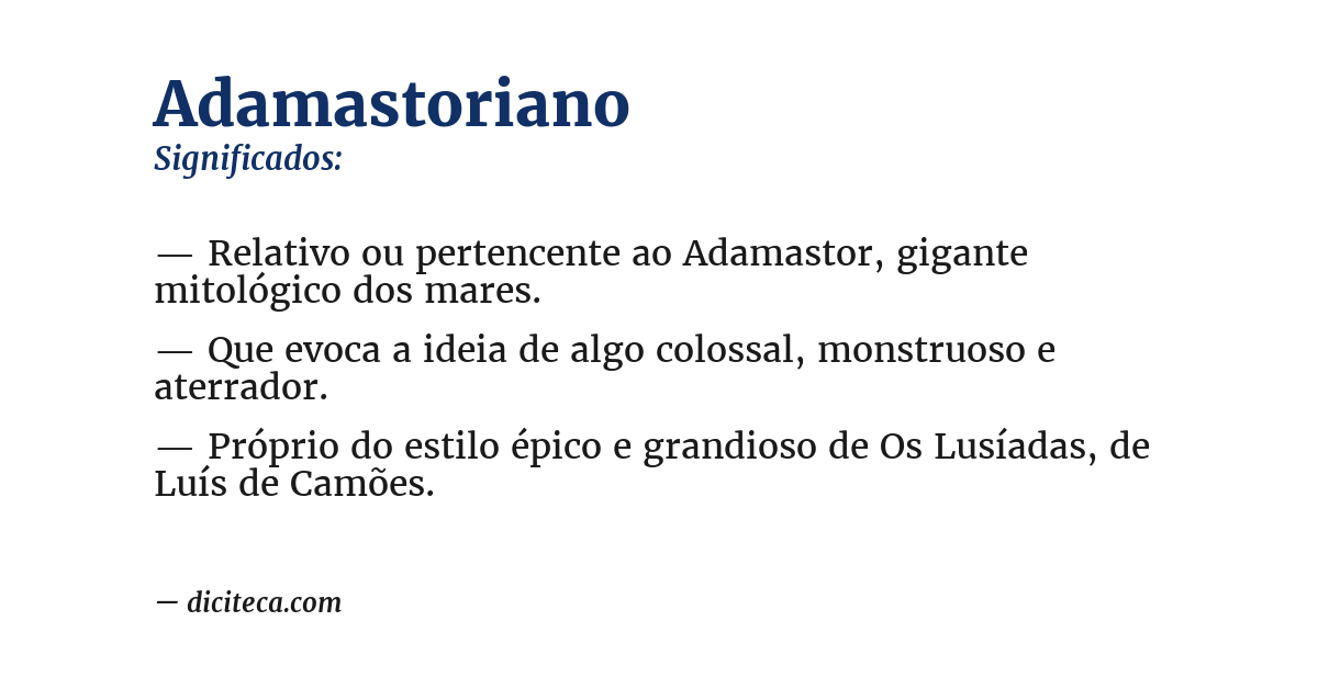 Significado de adamastoriano