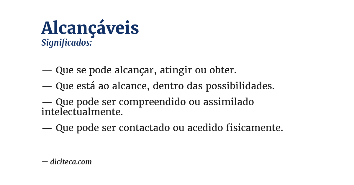 Significado de alcançáveis