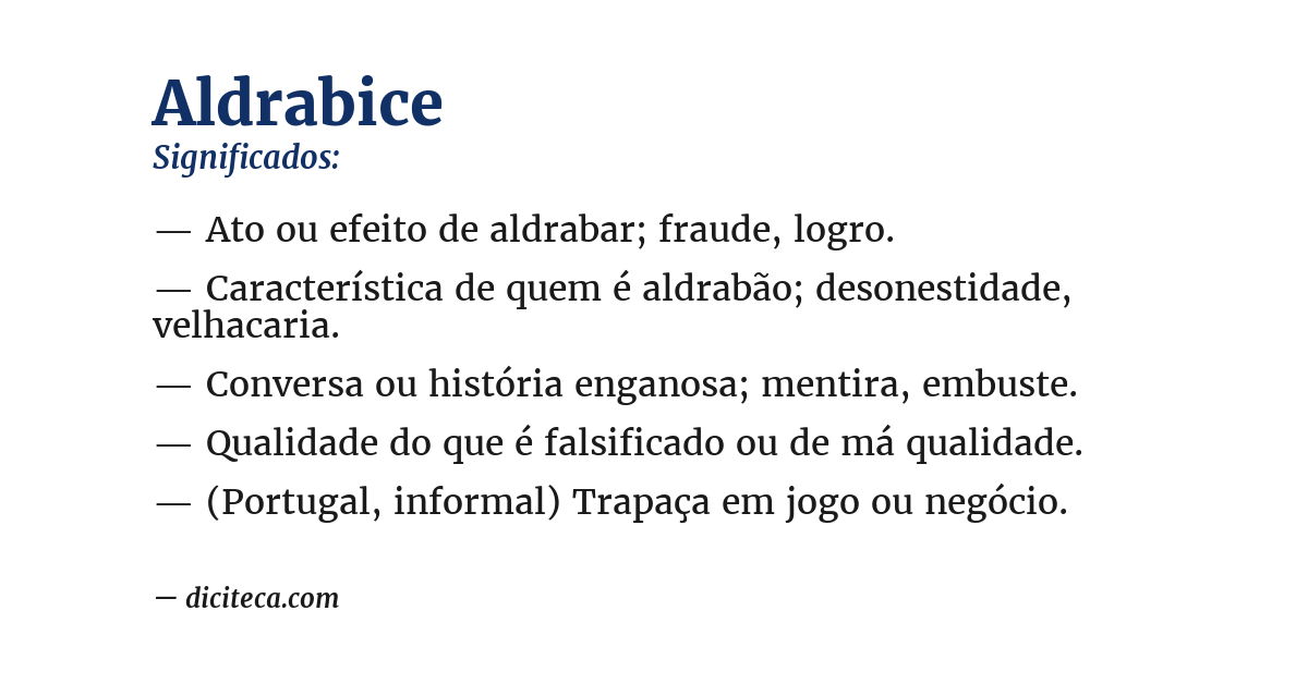 Significado de aldrabice