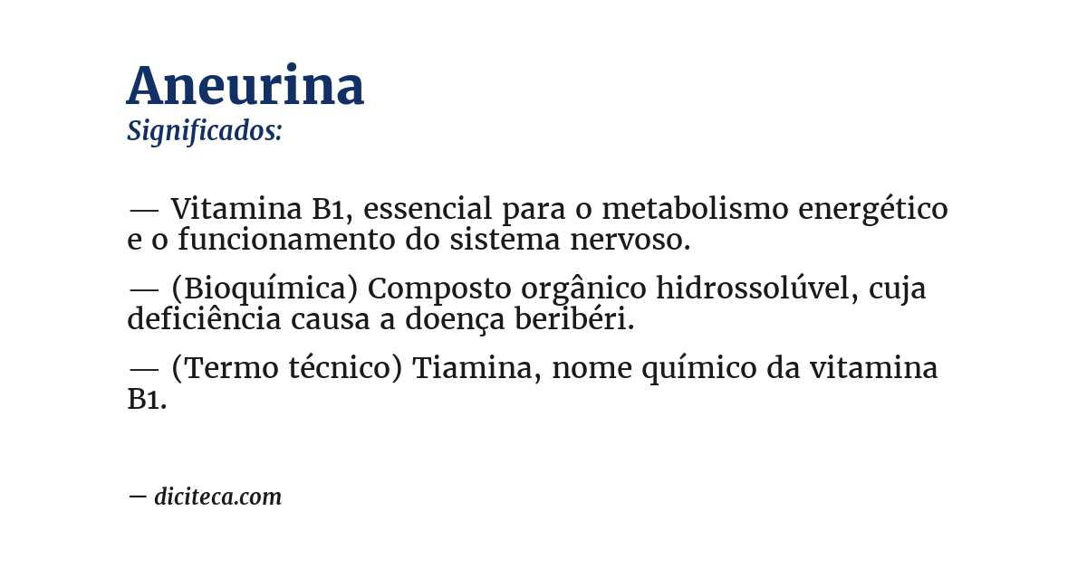 Significado de aneurina