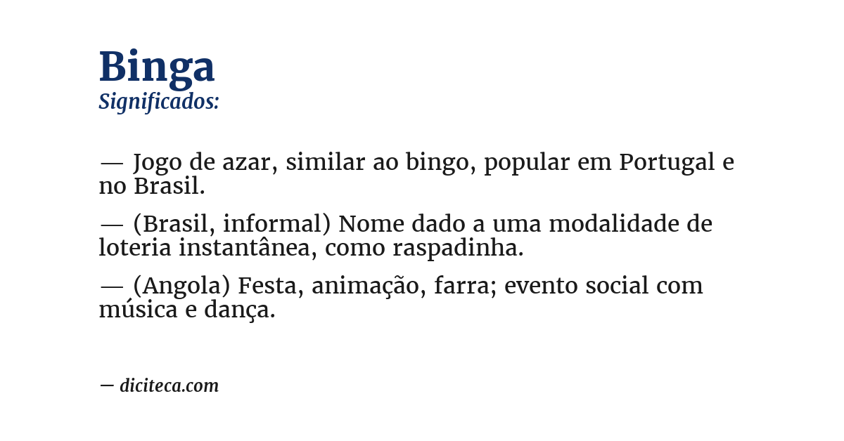 Significado de binga