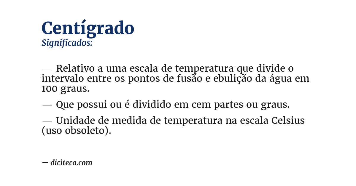 Significado de centígrado