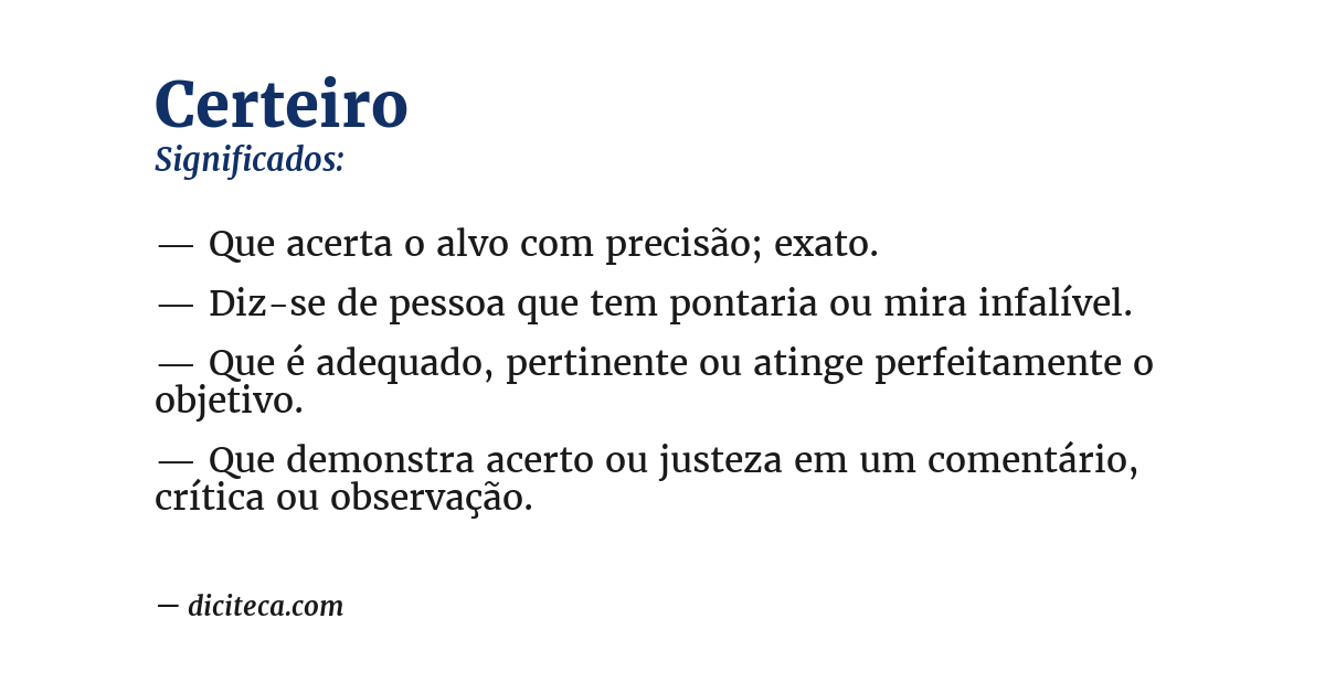 Significado de certeiro
