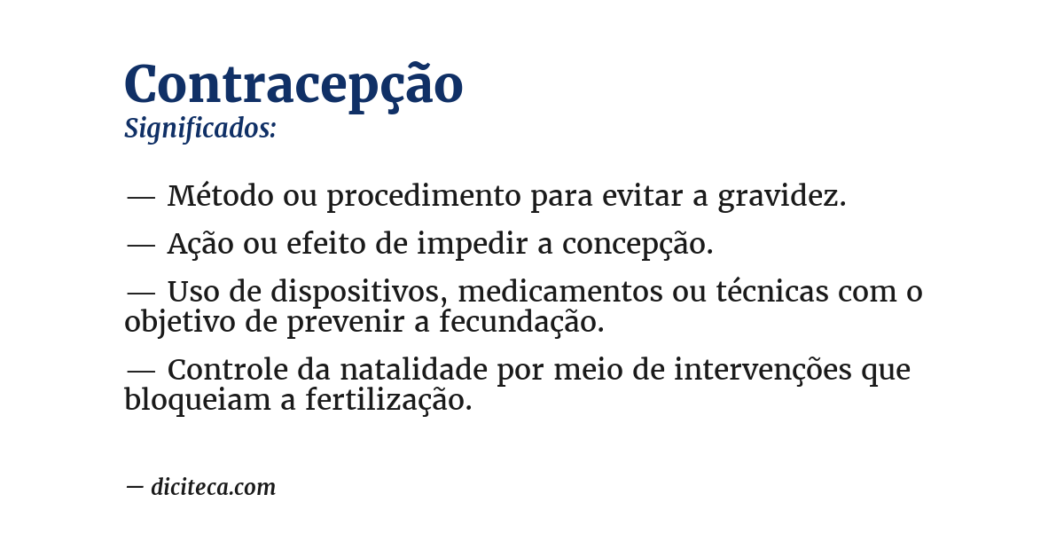 Significado de contracepção