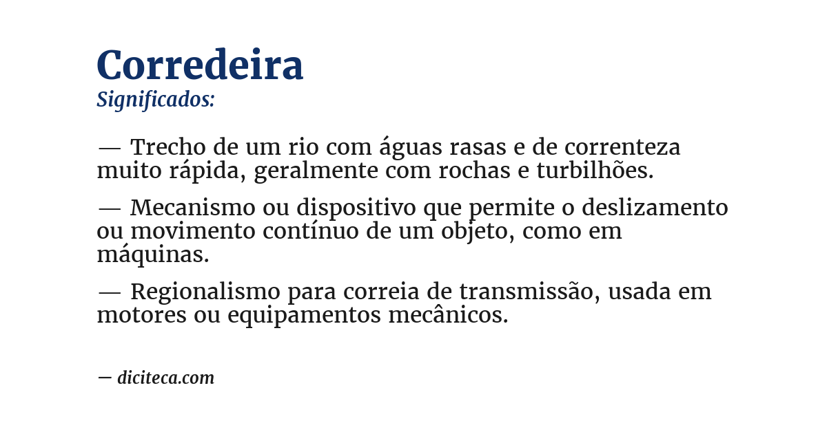 Significado de corredeira