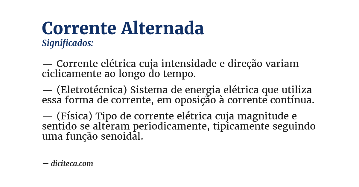 Significado de corrente alternada