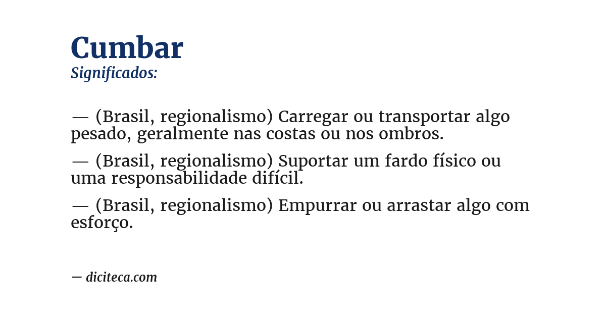 Significado de cumbar