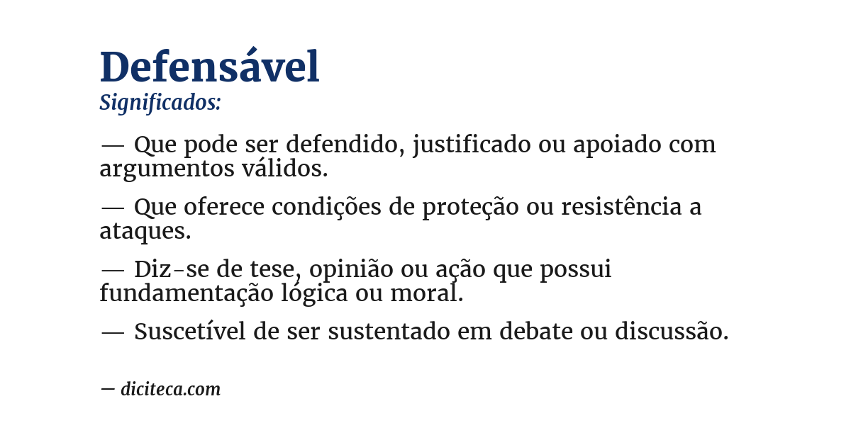 Significado de defensável