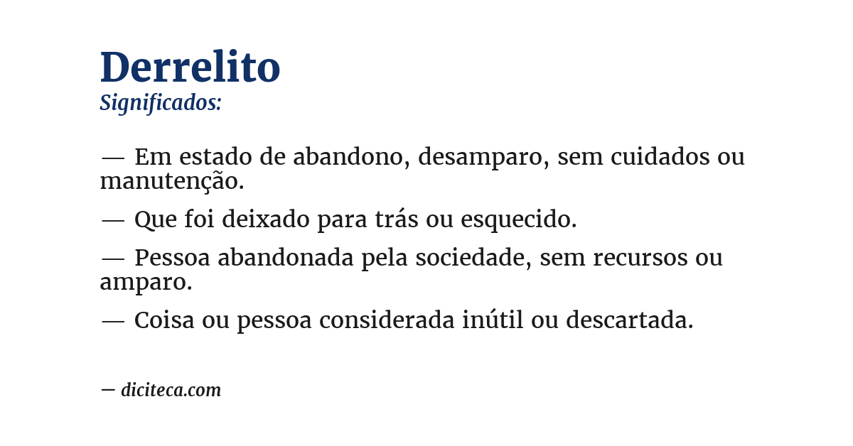 Significado de derrelito