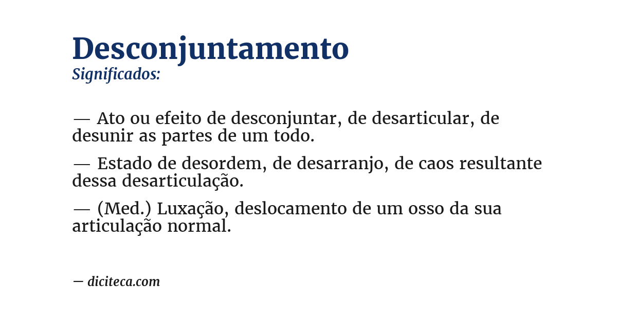 Significado de desconjuntamento