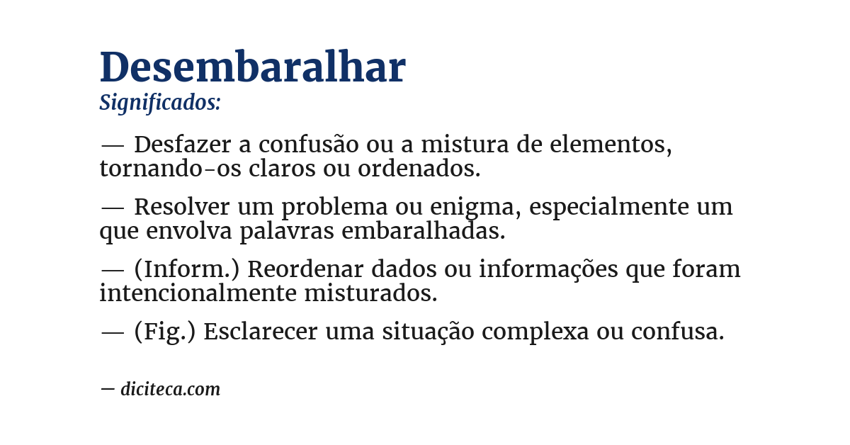 Significado de desembaralhar