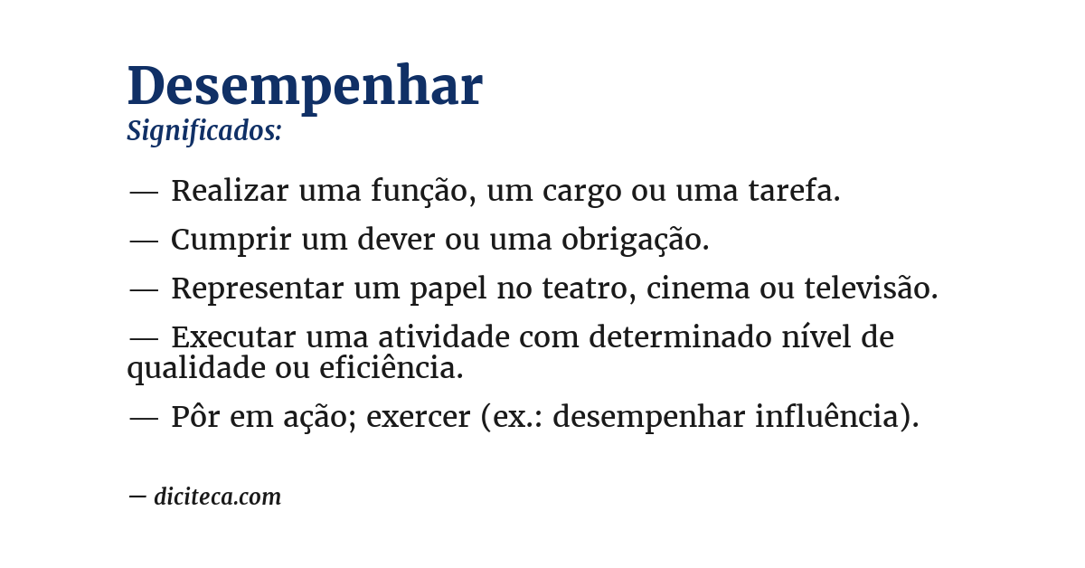 Significado de desempenhar