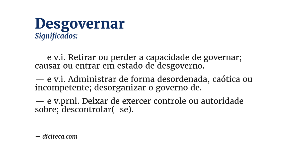 Significado de desgovernar