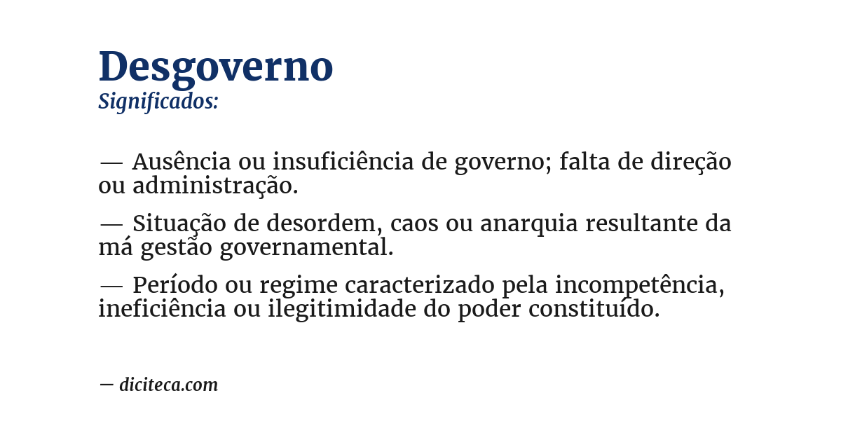 Significado de desgoverno