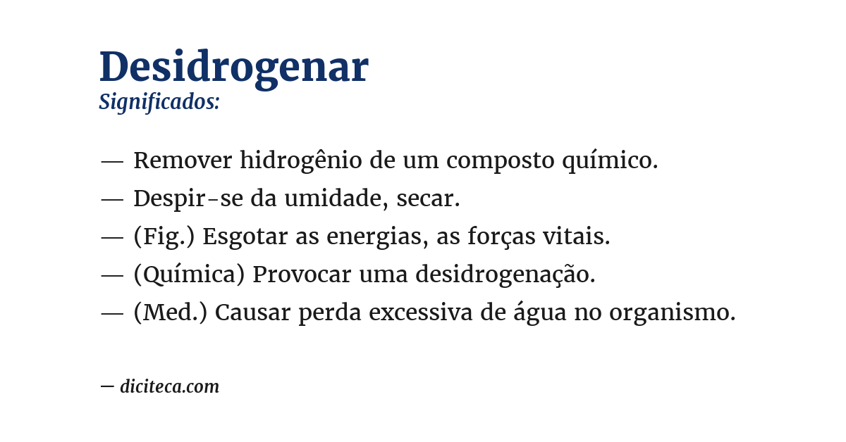 Significado de desidrogenar