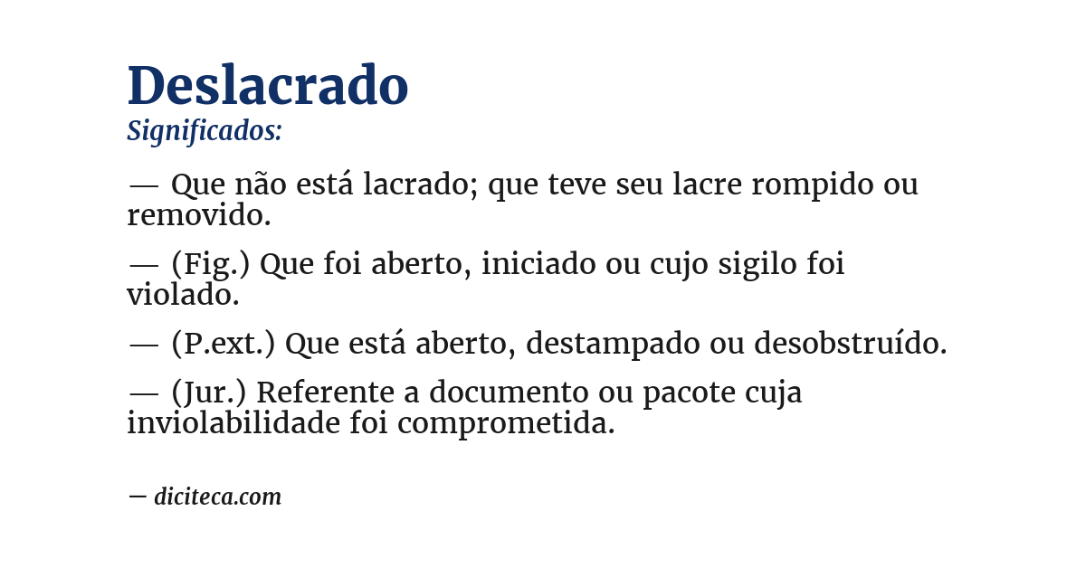 Significado de deslacrado