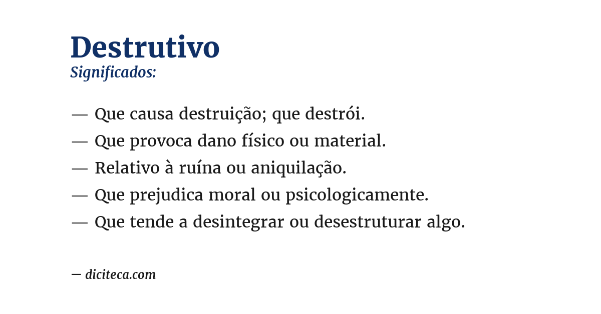 Significado de destrutivo