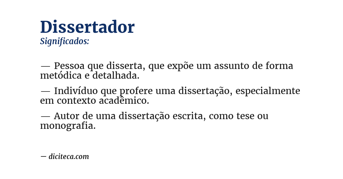 Significado de dissertador