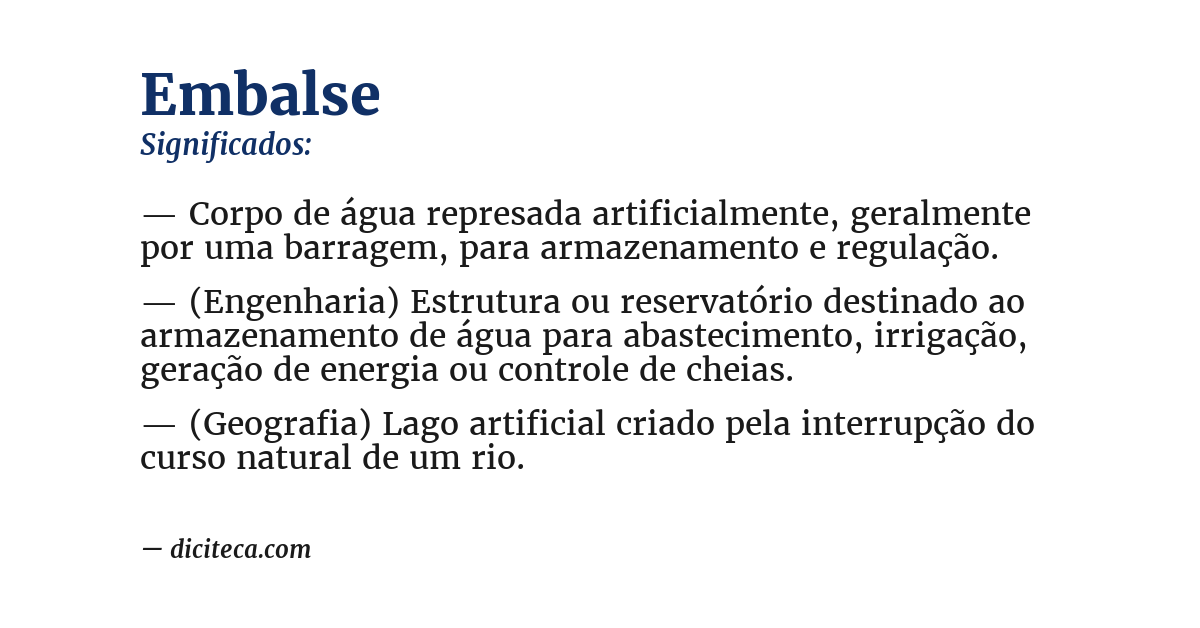 Significado de embalse