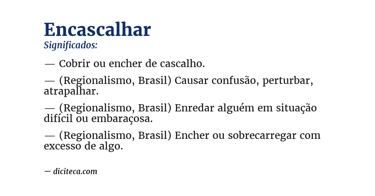 Significado de encascalhar