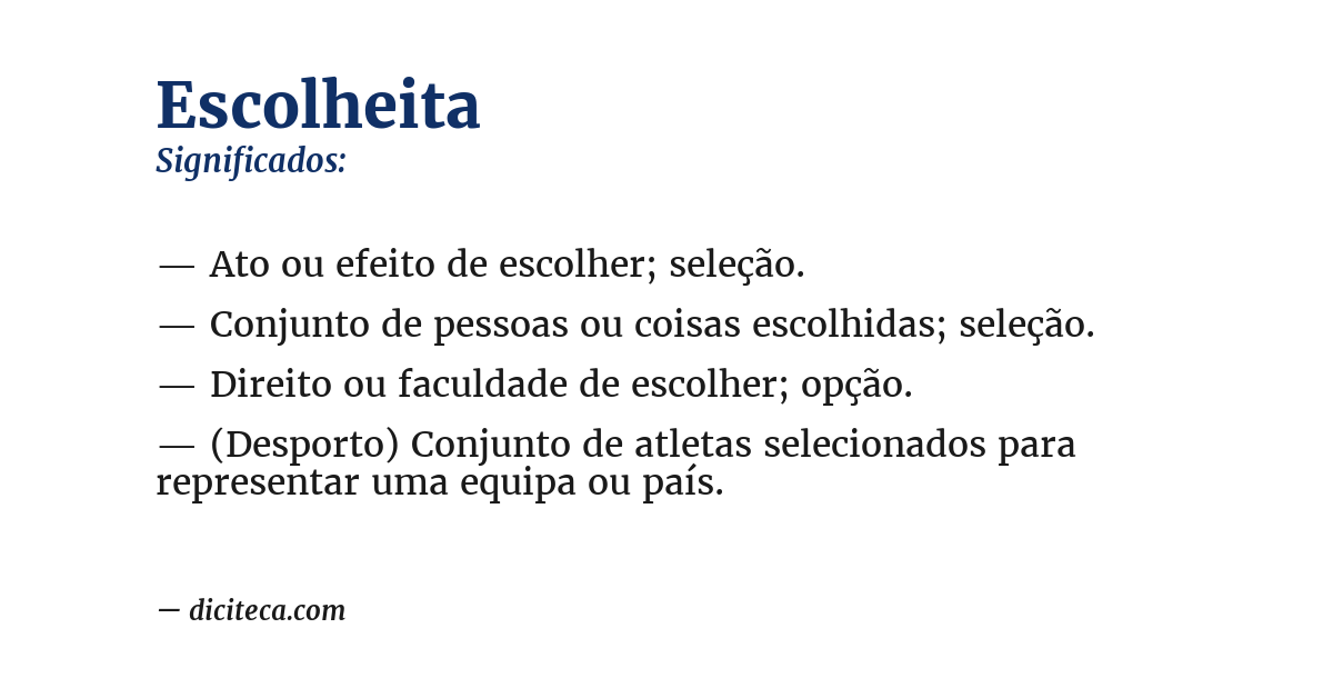 Significado de escolheita