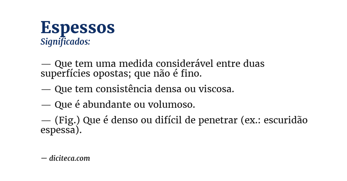Significado de espessos