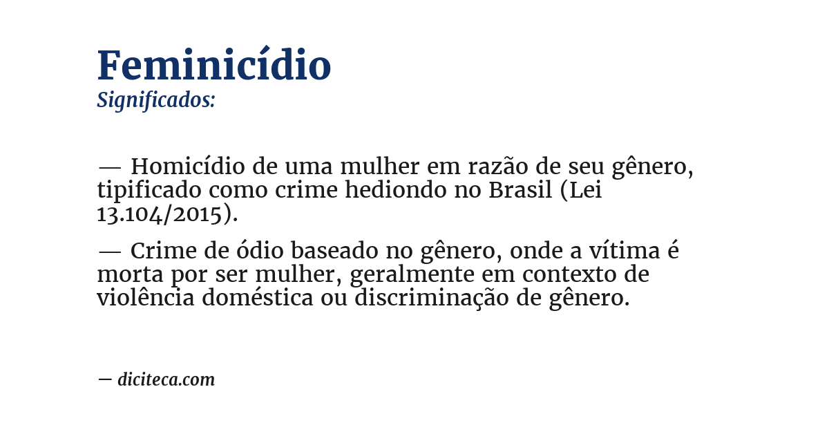 Significado de feminicídio