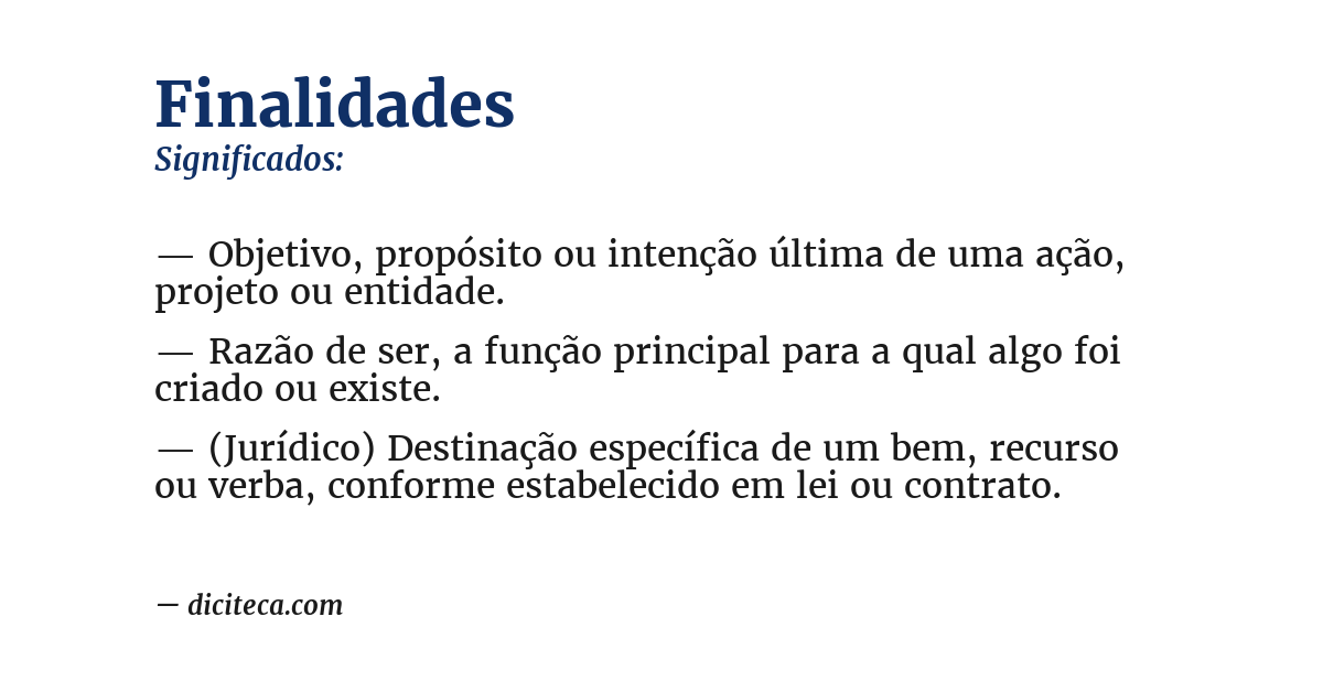 Significado de finalidades
