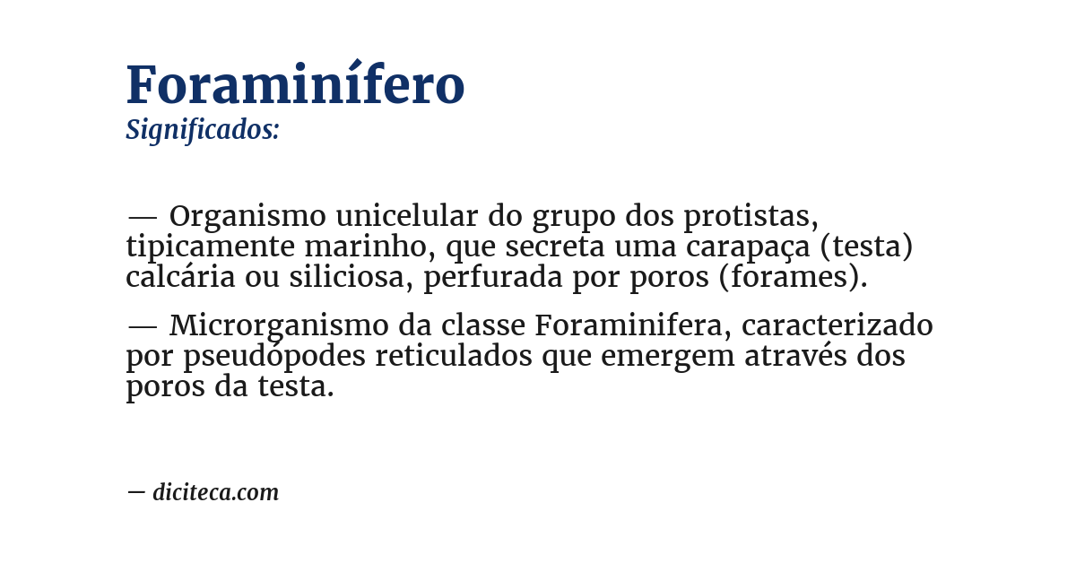 Significado de foraminífero