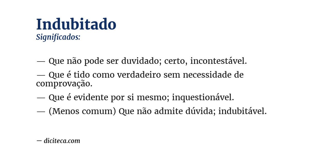 Significado de indubitado