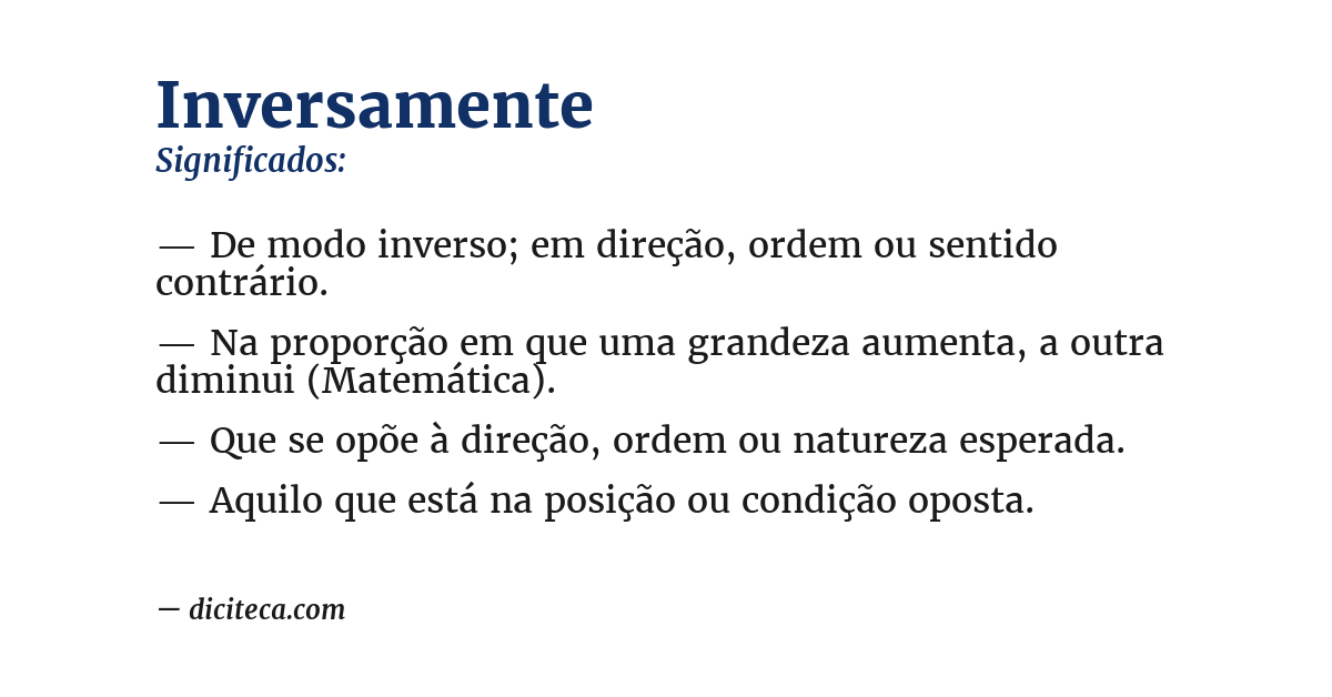 Significado de inversamente