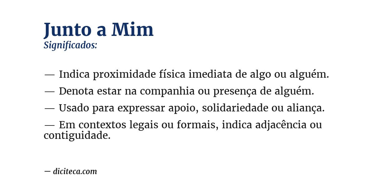 Significado de junto a mim