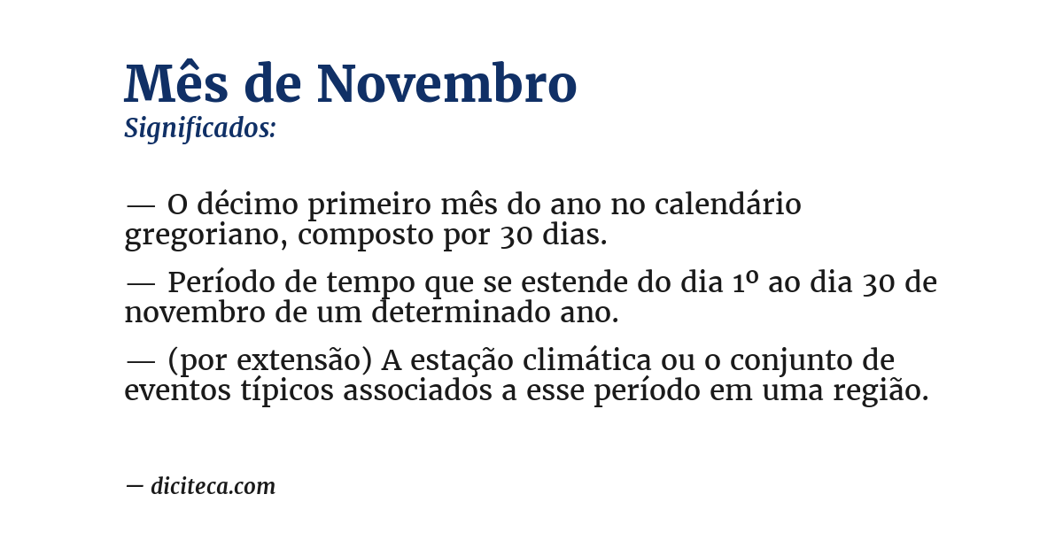 Significado de mês de novembro