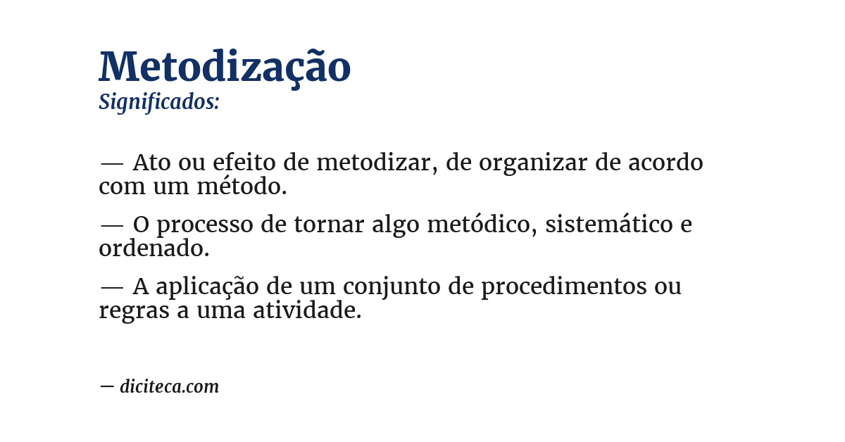 Significado de metodização