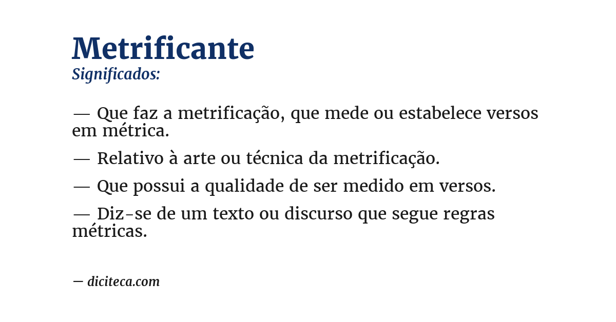 Significado de metrificante