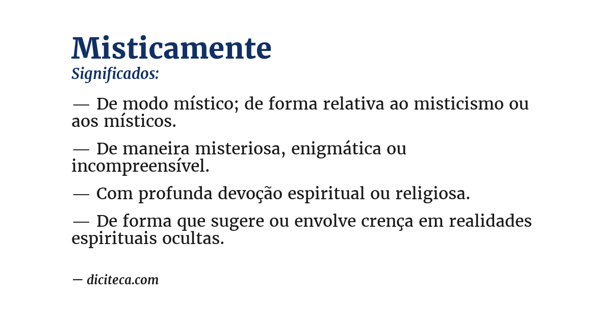 Significado de misticamente