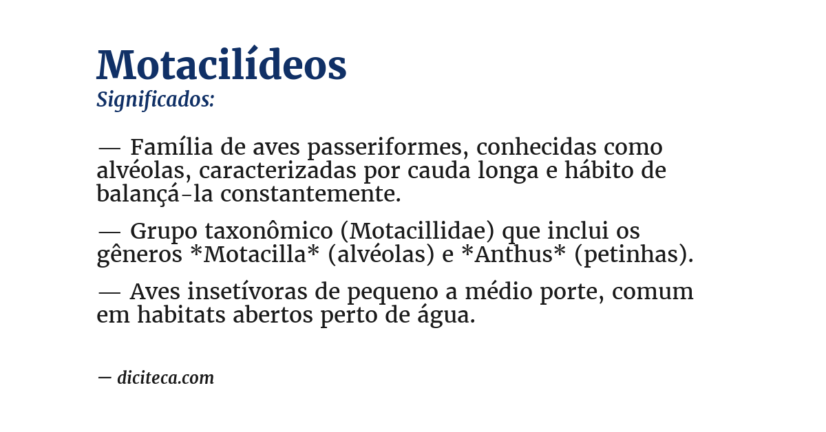 Significado de motacilídeos
