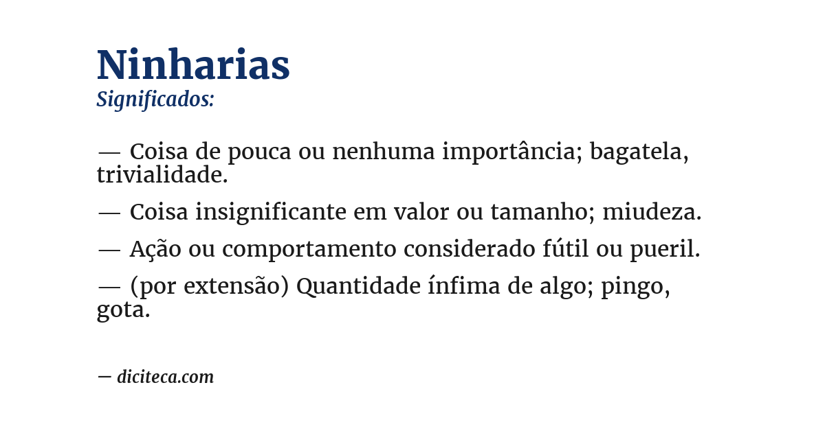 Significado de ninharias