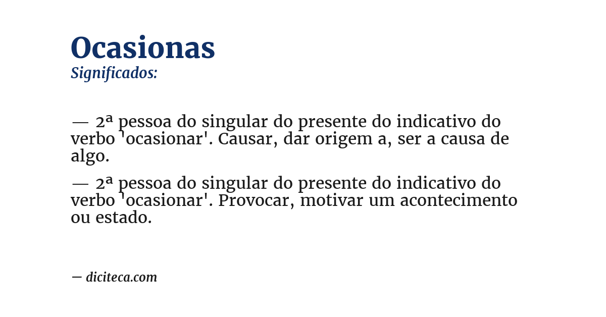 Significado de ocasionas