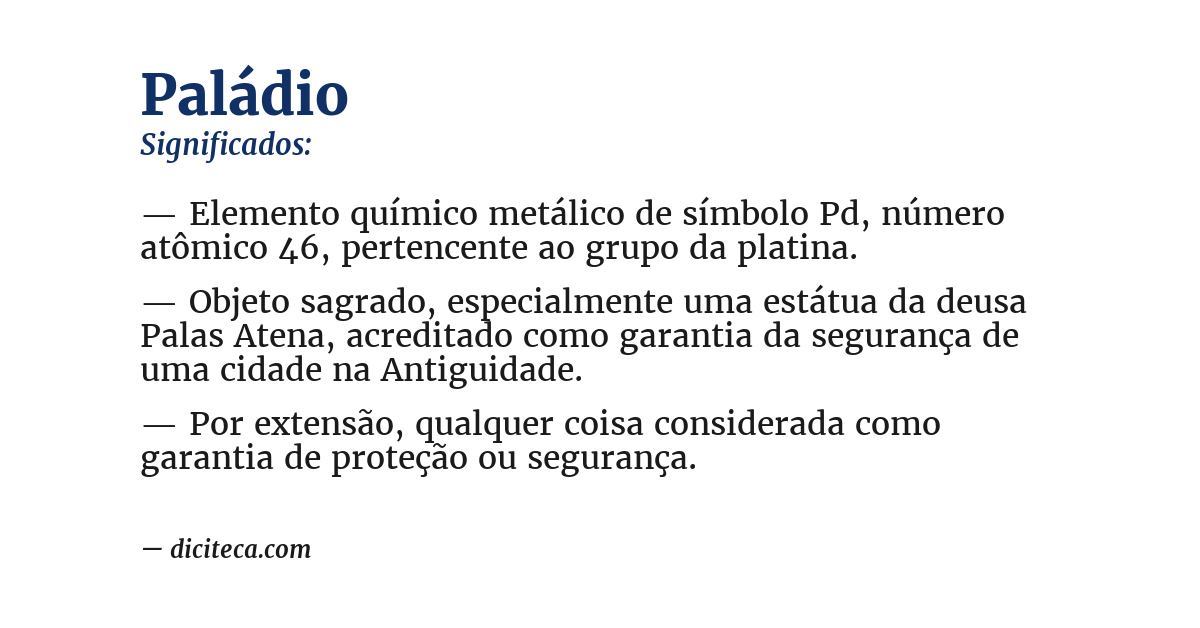 Significado de paládio