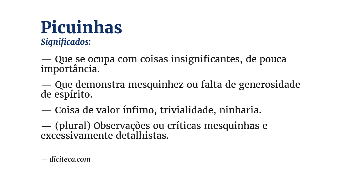 Significado de picuinhas